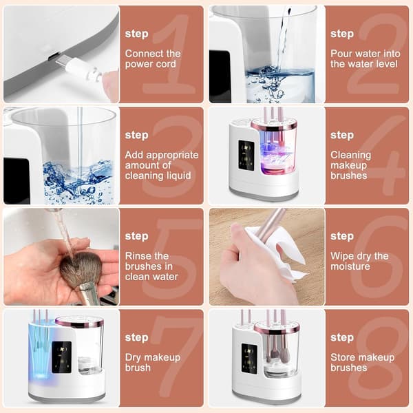 Automatic Makeup Brush Cleaner, 3-in-1 Device with Automatic Drying and Storage Function