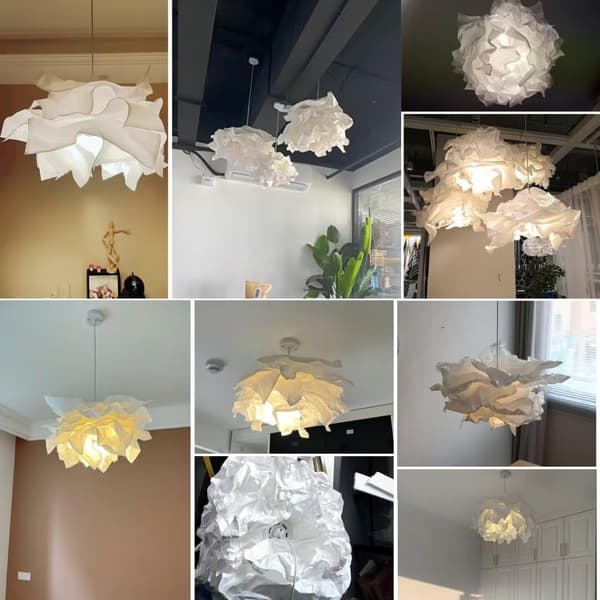 Paper Cloud Shape Pendant Light Simple Art Paper Flower Shape Ceiling Lamp Chandelier and Decorative Cloud Ceiling Light for Bedroom