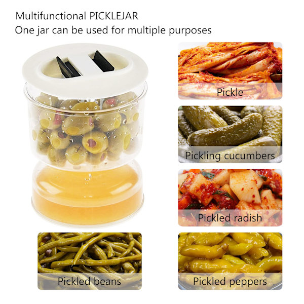 Pickles och olivtimglasburk, Pickle Flip-burk separerad från vått och torrt, Pickle-burk med silvridning för lufttät förvaring av livsmedel