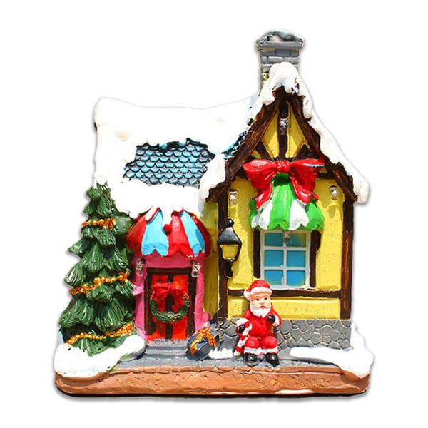 BNativity Scene Church Lighted House With Santa Claus Led Illuminated Architectural Resin OrnamentsB