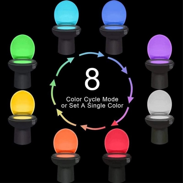 Toilet Natlys 8 farver Bevægelsessensor aktiveret LED indvendig glødskål Oplys natlys Badeværelsesindretning, sjove og seje ting til børn Drenge Piger