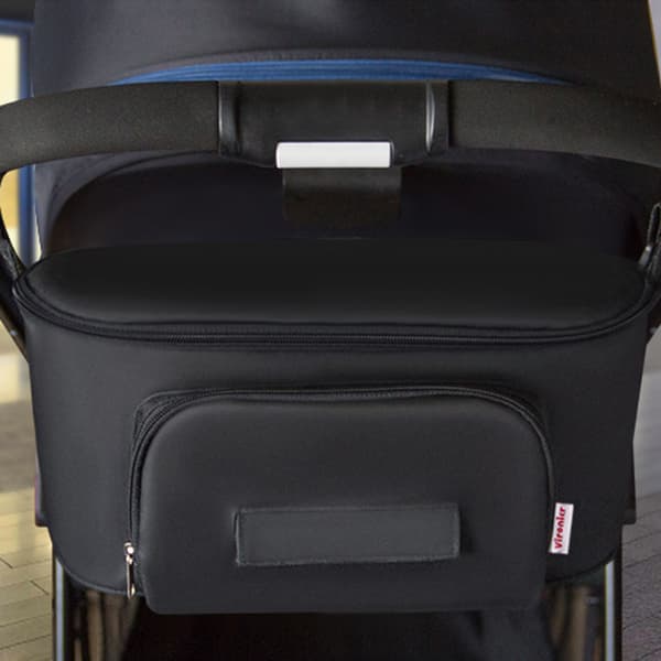 Multifunctional Stroller Bag with Large Capacity, Organizer Bag, Storage Bag, Diaper Bottle Holder, Black without Strap