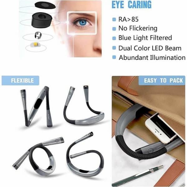 Rechargeable Reading Light for Neck, Bedside Lamp for Reading,