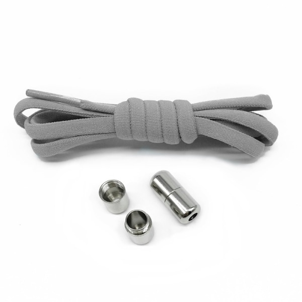 Spetslösa elastiska skosnören - en one size - grå ett par grey