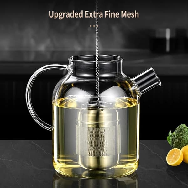 Tea Strainer Set, 2-Pack Mixed Size 316 Stainless Steel Extra Fine Mesh Strainer for Loose Leaf Tea with Chain and Drip Tray