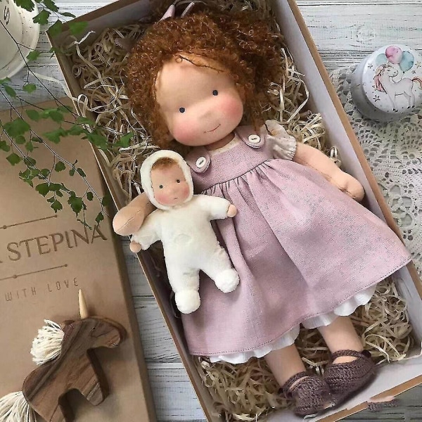 Käsintehty pehmo nukke kaunis puuvillainen pehmo nukke tyttö syntymäpäivälahja_E