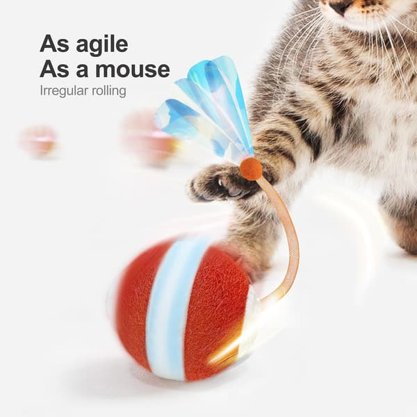 Interactive Cat Ball for Indoor Cats, Third Generation Agile and Mobile Cat Ball with Tail