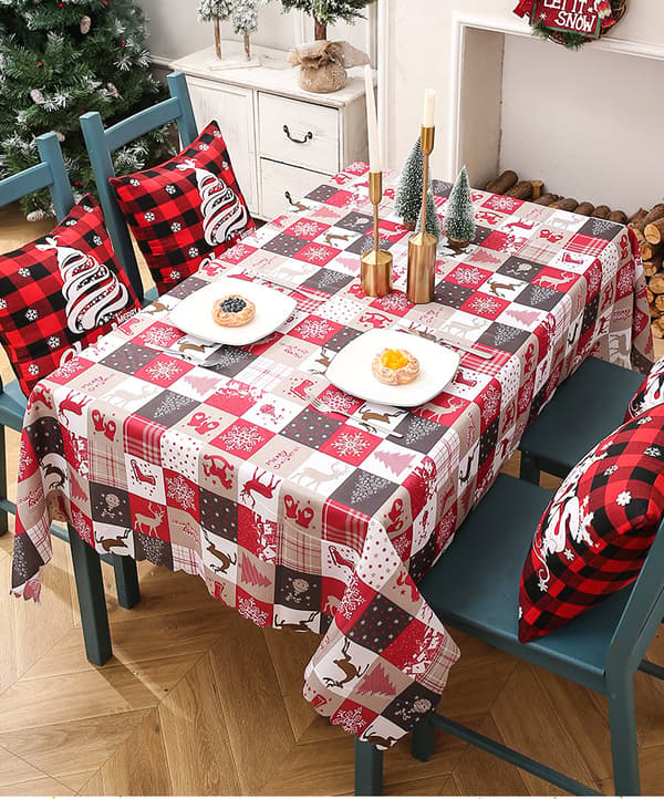 Christmas Tablecloth, Winter Theme Trees, Rectangular Tablecloth