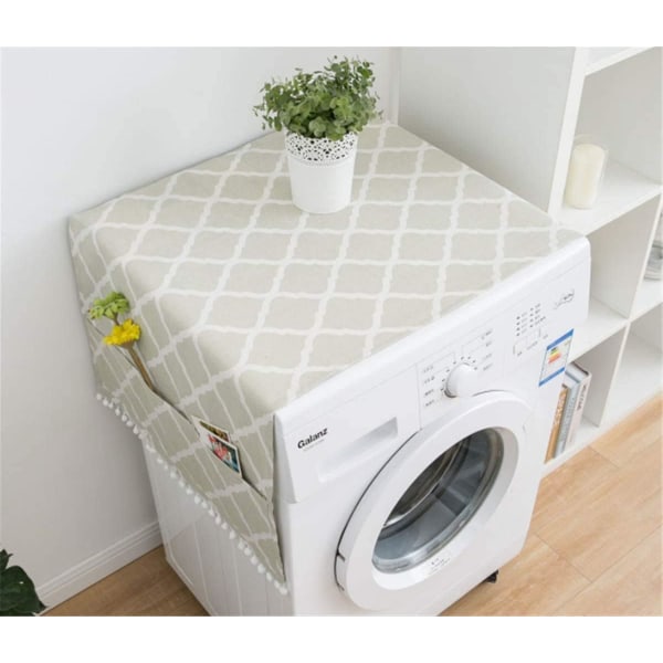 2-stk vaskemaskindeksel, støvtette vaskemaskin og tørketrommel deksler for toppen, vaskemaskin toppdeksel med 6 oppbevaringsposer for hjemmet