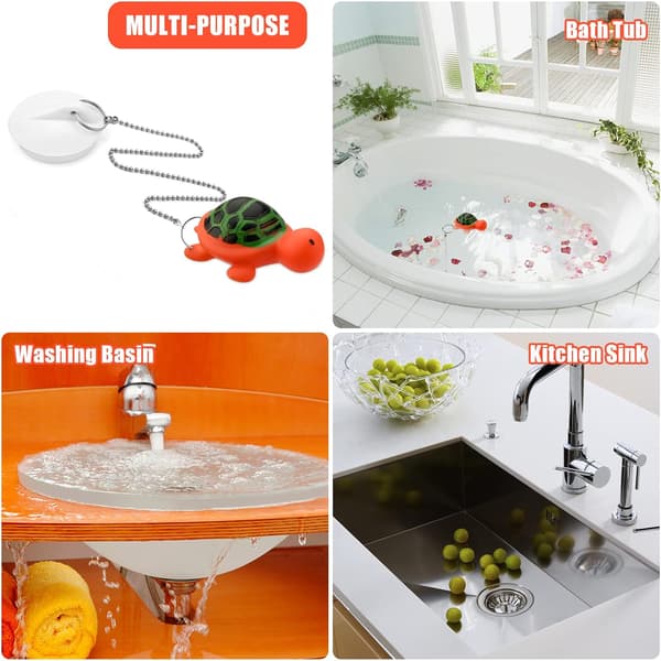 Turtle with chain rubber bathtub plug, 38mm universal bathtub co
