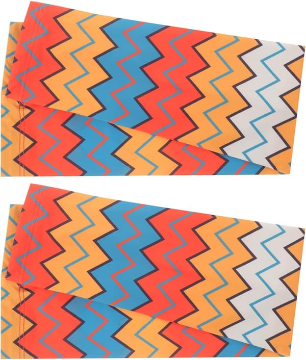 1 Pair XL Orange Wave Pattern Cooling UV Sun Protection Sports Compression Arm Sleeves