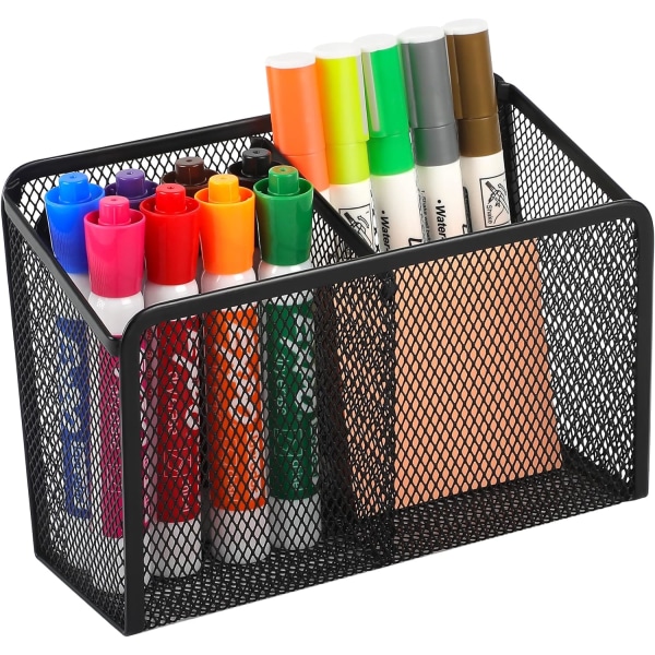 Magnetic Pen Holder, Mesh Pencil Holder for Desk Storage Basket Organizer Marker Holder -  2 Basket