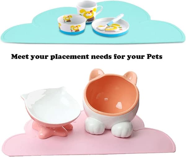 (Vit) Silikone måtte til kæledyrsfoder Hund Kat Placemat Måtte med hævet kant Skridsikker Vandtæt Skålmåtte til kæledyr Foderbakke