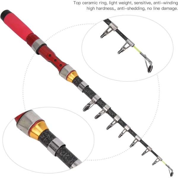 Teleskopisk fiskestang, kastefiskestang, bærbar kort tyk stærk til fiskeri rejse-1.9M- fiskestang krympe rejse