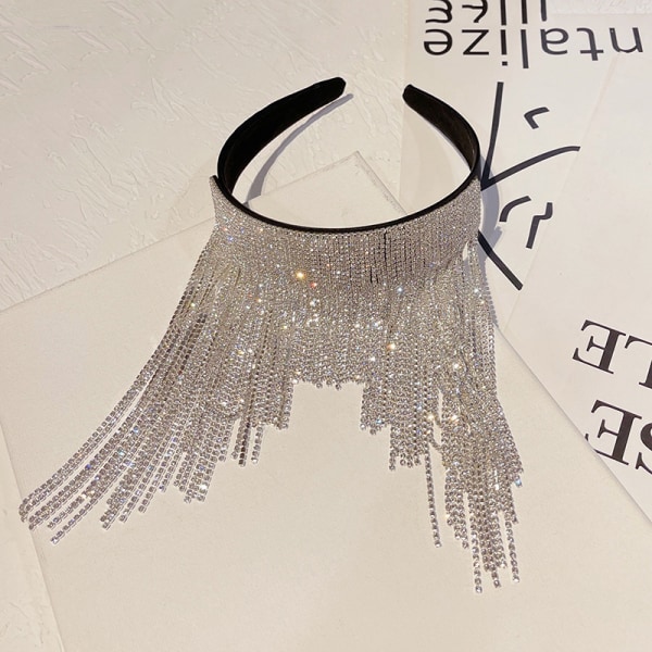 Sparkly Diamond Tassel Hårbånd Krystal Hovedbeklædning Beaded Bryllup Hovedstykke Tilbehør til kvinder og piger Sølv