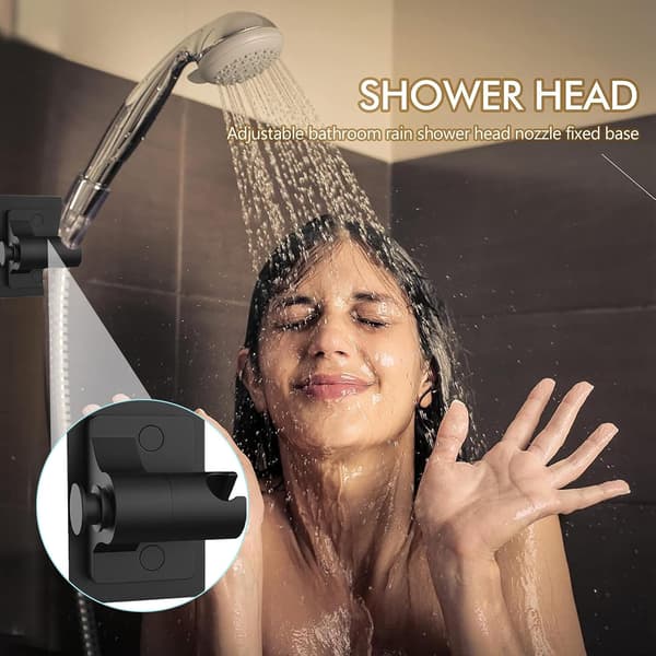 Universal Shower Head Holder 2-pack Adjustable Shower Bracket Handheld Shower Holder Wall Mount Black and Silver for Bathroom