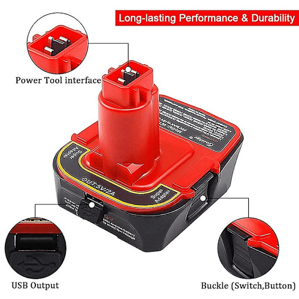 Adapter - Batteriadapter til værktøj 18V - 20V DCA1820 DCB090 USB-funktion konverteret til DC9096 DE9