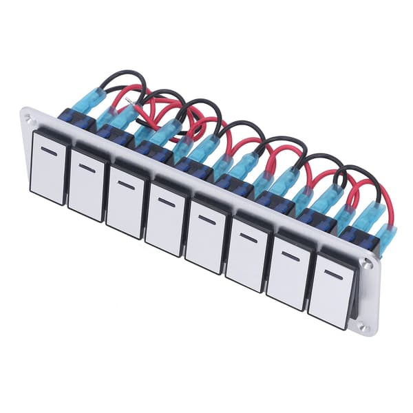 8-vejs 3-bens LED-indikator Afbryderpanel Blåt lys Tænd Sluk 12V 24V
