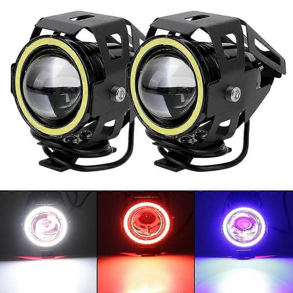 Leepee LED Motorcycle Angel Eyes 125w DRL 2pcs/set Spotlights Motorcycle Headlight Motorcycle LED Auxiliary Light U7 Headlight