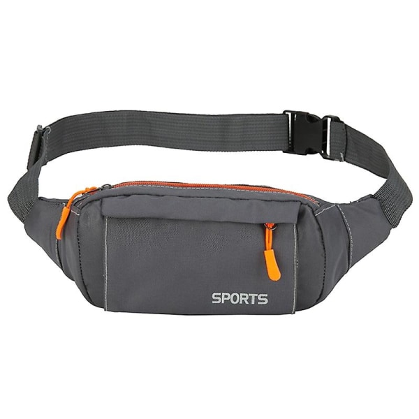 Sportlöparbälte Mobiltelefon, vattentät och justerbar löparväska med dragkedja, grå färg