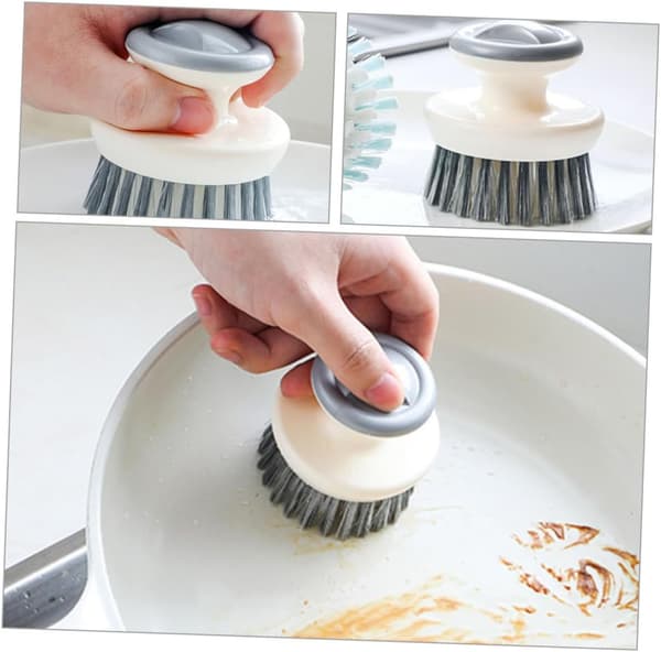 Grey Kitchen Cleaning Brush with Handle Multifunctional Dish Brush