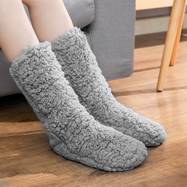 Barnefotvarme sokker høst og vinter, voksne tykke fløyels varme sokker for å sove