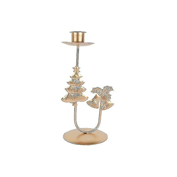 Nordisk Retro Antikk Julelysstake Ornamenter Jern Lysestake (1 stk - gull)