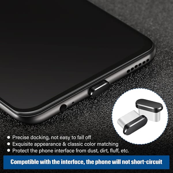 4 Pieces (Black) USB C Dust Plug Type-C Dust Cover Compatible