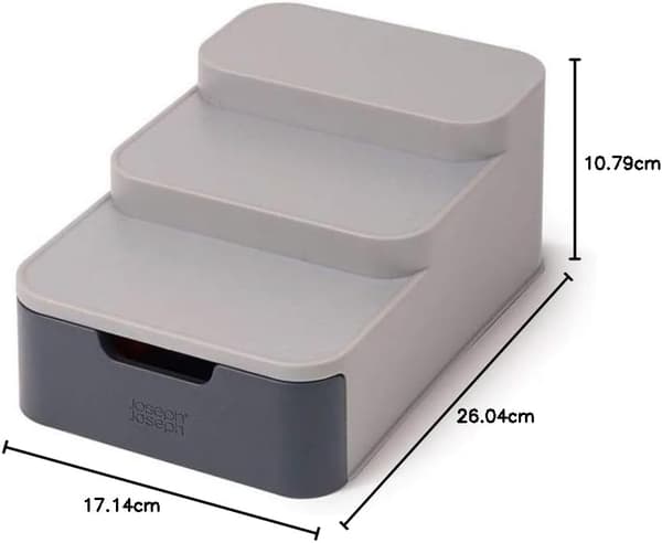 Compact Multi-Tier Kitchen Cabinet Organiser for Pantry Storage and Organisation - Grey