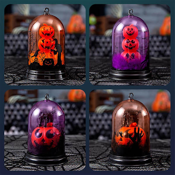 Halloween Simulert Flamme LED Lys Glødende Jack-O-Lantern Lanterne Ornament Gave