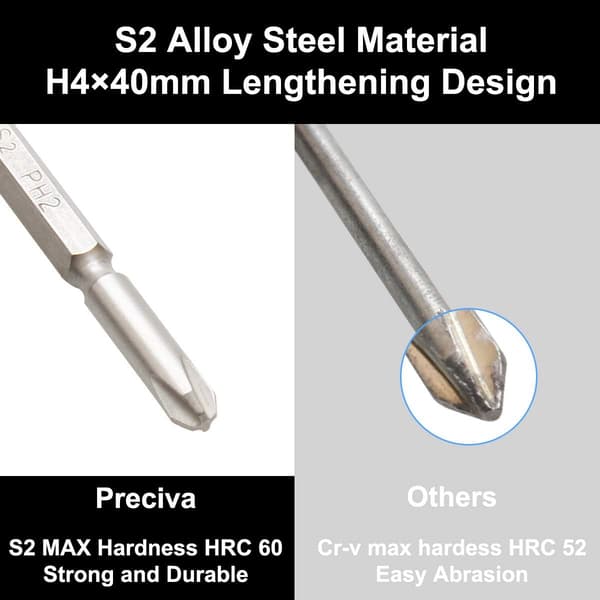 6-pack 50mm 2.0-6.0mm Flat Screwdriver Bits S2 Alloy Magnetic 0.25\" Hex Screwdriver Bits