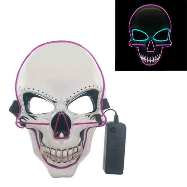 Halloween LED-maske Skræmmende kranium Farverig oplyst maske Cosplay El Wire kostumemaske Julefestgaver til mænd, kvinder