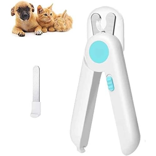 Nagelklippare och trimmers för hundar med skydd för katter - Nagelklippare för husdjur med LED-ljus för att undvika överklippning gratis nagelfil (blå)
