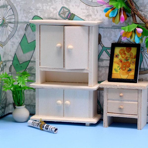 Miniatyrgarderob Tiny House Möbel Minihus Inredning Garderob Leksak Dockhus Tillbehör 3x7x10.3 3x7x10.3cm