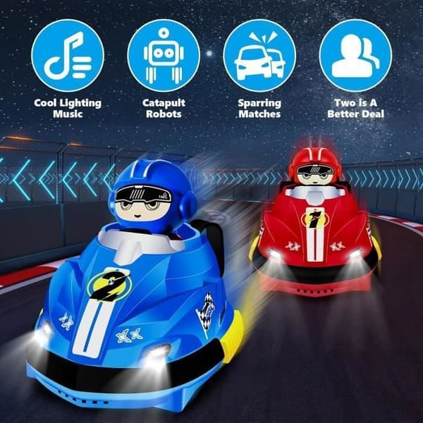 Bumper Car Toy - LARGEIGHT - Multiplayer - 2 Pieces - Ejectable Doll - Red and Blue