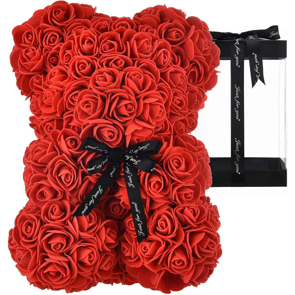 Rose Bear - Rose nallebjörn på varje blommig björn. Perfekt för jubileum, rosbjörn, mödrar, genomskinlig presentförpackning ingår!