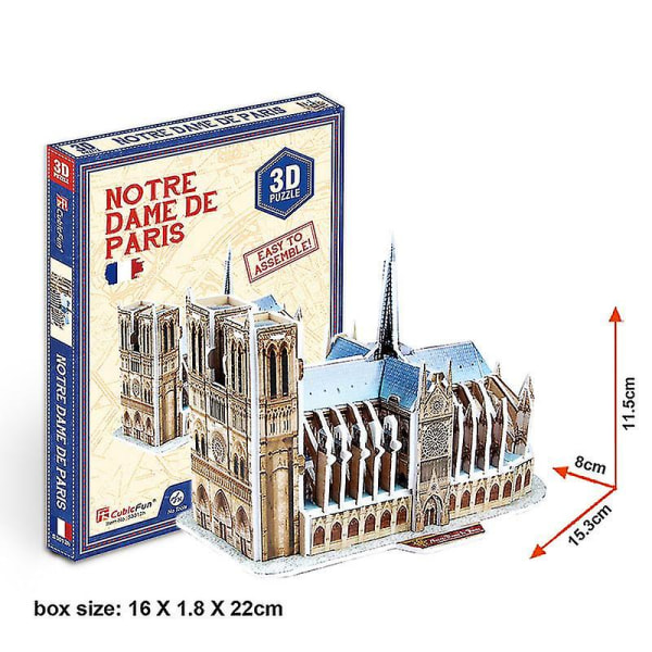 3D Papperspussel Ord Berömd Byggnad Eiffeltornet Pussel Montering Modell Hantverk Gör-det-själv Utbildningsleksaker Barn VuxenpresentNotre Dame de Paris