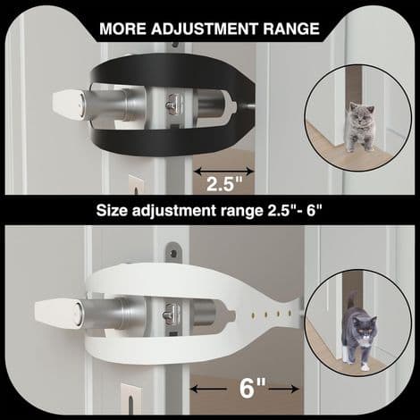 Cat Door Latch, Fixed, Adjustable and Replaceable, Easy for Cats to Enter and Exit, Prevents Dogs from Spreading Mess and Eating, 2-Pack