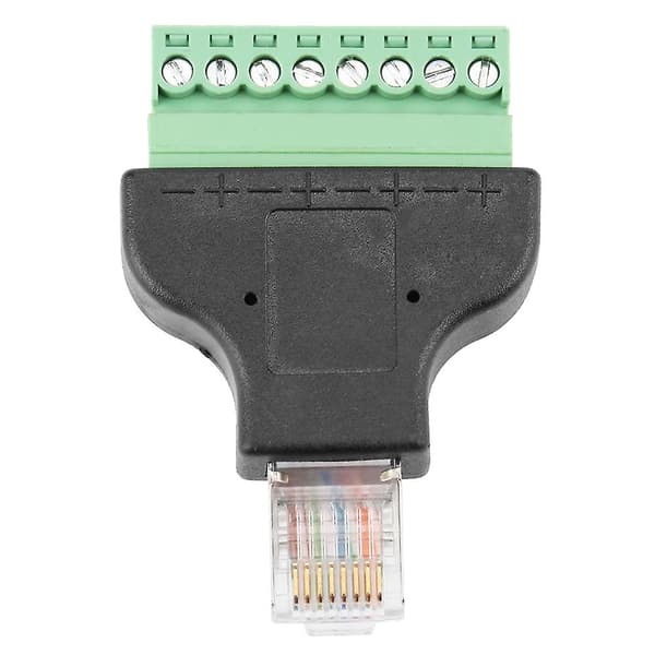 RJ45 han til 8-bens terminalblok Ethernet-adapterkonverter