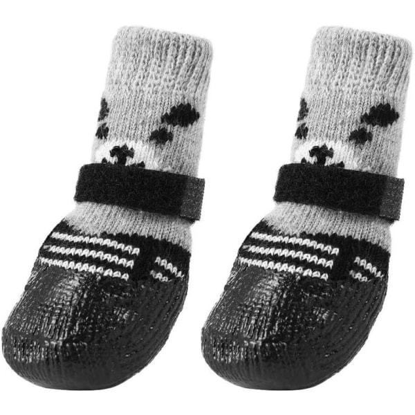 1 Par Potebeskyttere, Vandtætte Hunde-sko, Beskyttende Hundestøvler, Justerbare Anti-Slip Hundesokker Sort Bomuld, Velegnet til Små og Mellemstore Hunde (M)