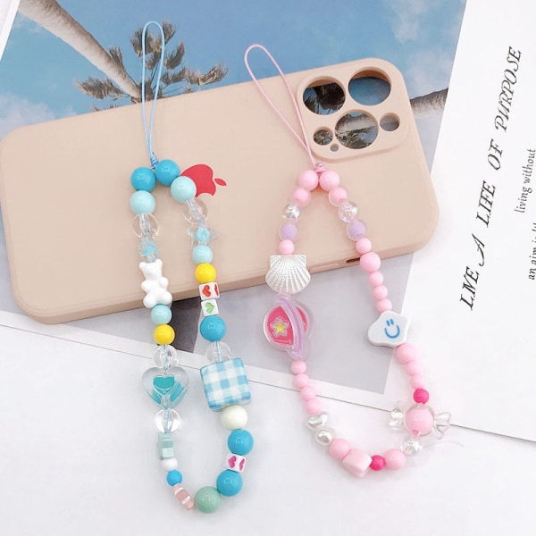 Mobiltelefon Beads Lanyard Simple Universal Colorful Beads Mobiltelefonkæde til kvinder