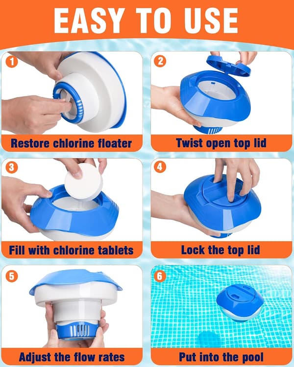 Large Floating Chlorine Dispenser, with Adjustable Release for Indoor and Outdoor Pools