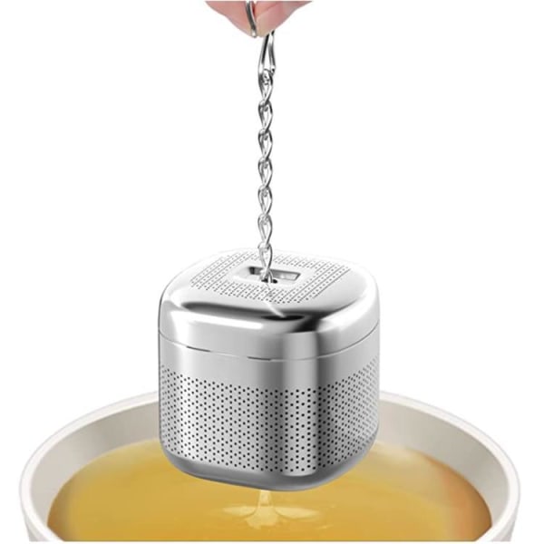 Udtrækkeligt kædedesign, 304 rustfrit stål ekstra finmasket te-te-sier til løsbladste, te-infusere til løs te, enkelt kop leveres med 1