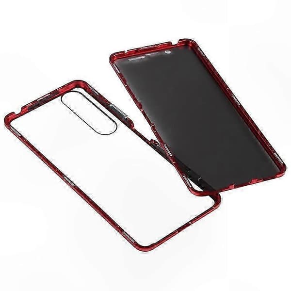 Magnetic Double-Sided Anti-Spy Tempered Glass Case for Xperia 1 III Red Red