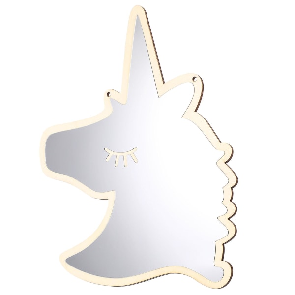 1 st Barnrums Spegelväggdekaler i Akryl Unicorn Form Spegelväggdekal Träfärg 33.4x27.4c