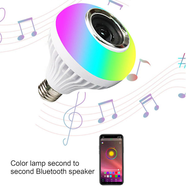 Smart Home Lys, LED Pære med Integreret Bluetooth Højttaler, E27 RGB Skiftende Lampe Trådløs S