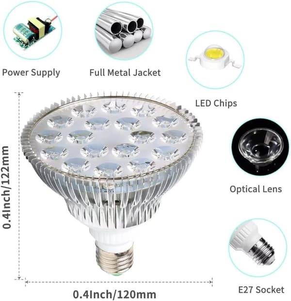 LED Grow Light, 54W LED Full Spectrum Grow Light