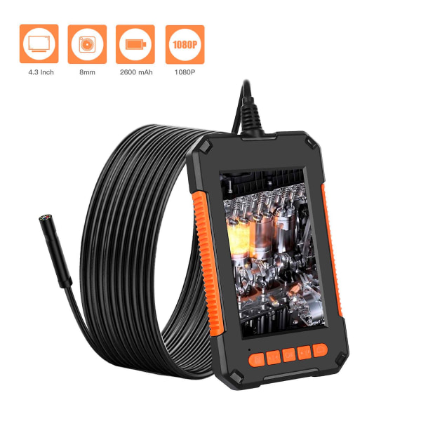 Industriell Endoskopkamera 1080p HD 4,3 tum Skärm Borescope Inspektionskamera 2M