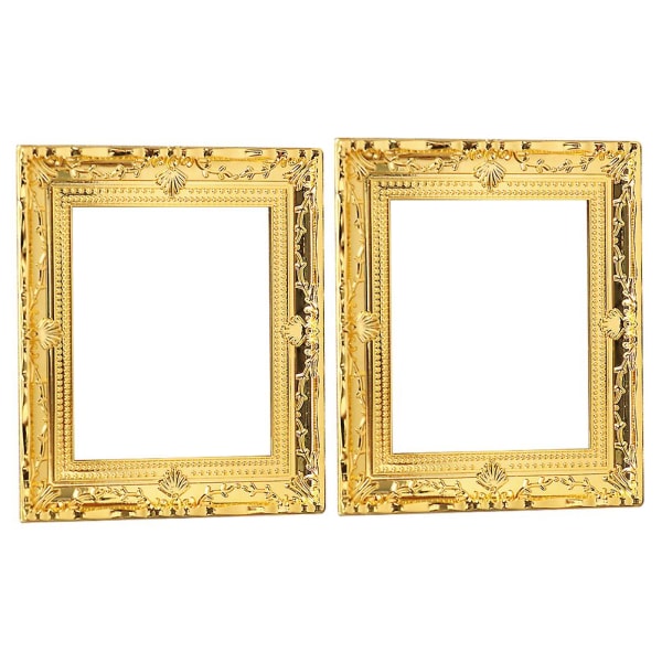 2 stk Dekorative Mini Foto Ramme Håndværk Mini Hus Dekorationer Scene Layout Pynt Guld 2stk7.7X6.5C