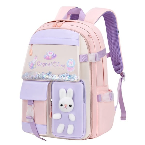 Ryggsäckar för flickor Kawaii Flytande Sand Kylskåpsdörr Flickors Ryggsäck Skolväska för Flickor Kanin Skolväska